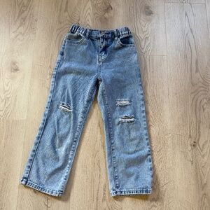 SHEIN Jeans Kids Girls Blue Distressed Straight Leg Denim Pants Sz.8